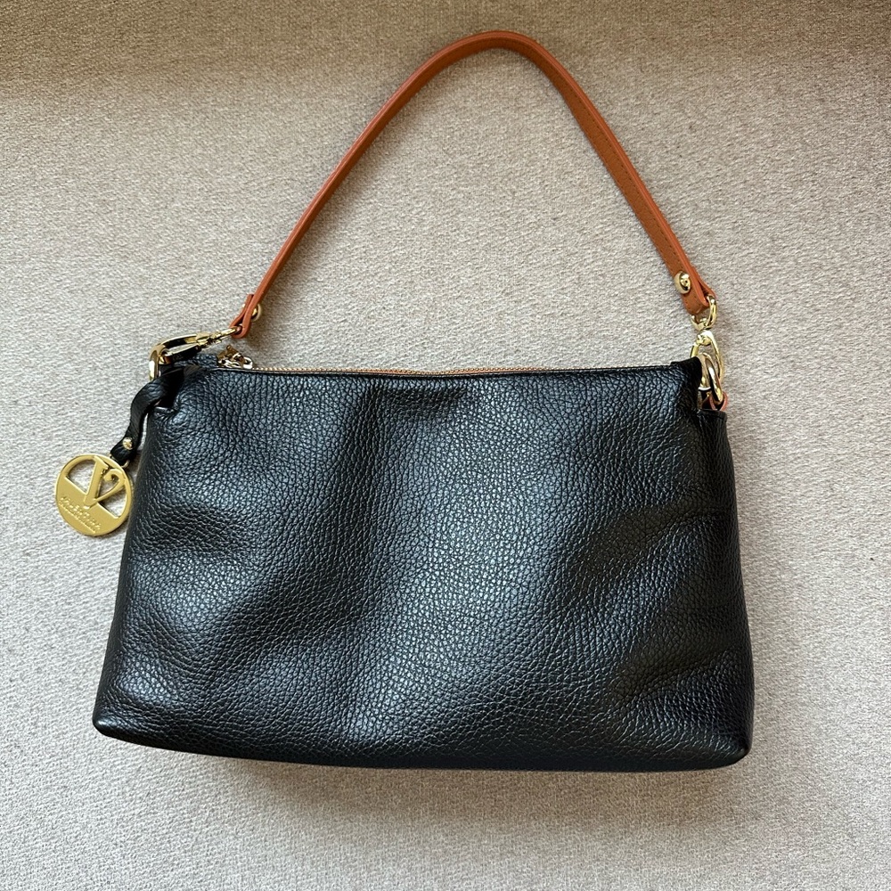 Valentina Made In Italy Leather Triple Entry Crossbody Gem